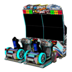 4-Screen 2-Player Racing Arcade Machine - Cyan Edition