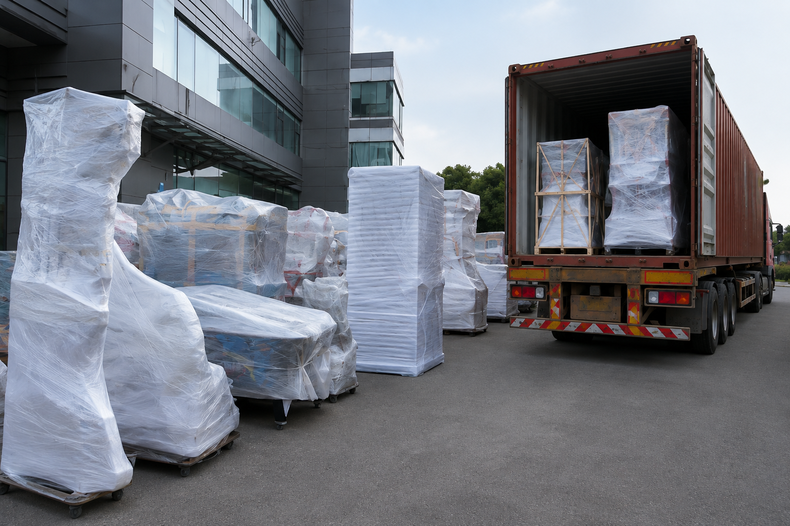 Commercial arcade machines prepared for delivery